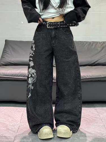 Black wide leg jeans - wide,