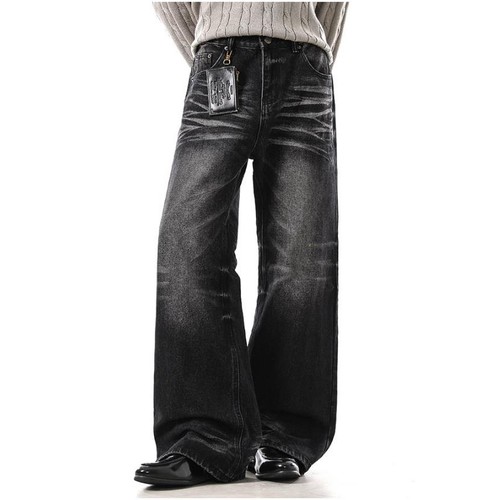 Jeans uomo denim nero gamba