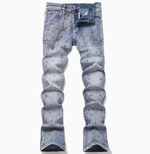 Jeans uomo blu denim rosso - denim,