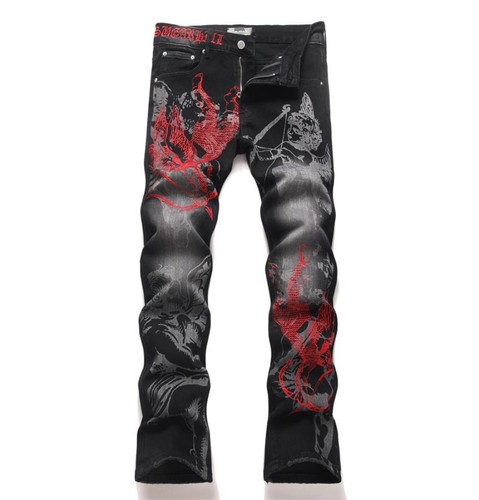 Jeans moto uomo nero denim - jeans,